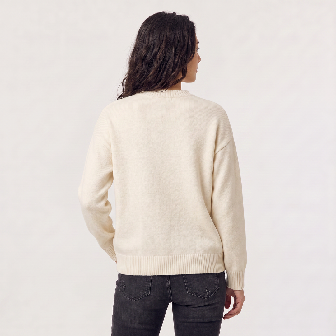 Women's Casual Heart Detail Knitted Jumper