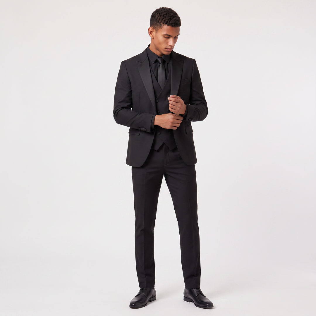 Men's Classic Wool Blend Slim Fit Double-Breasted Suit