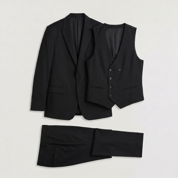 Men's Classic Wool Blend Slim Fit Double-Breasted Suit