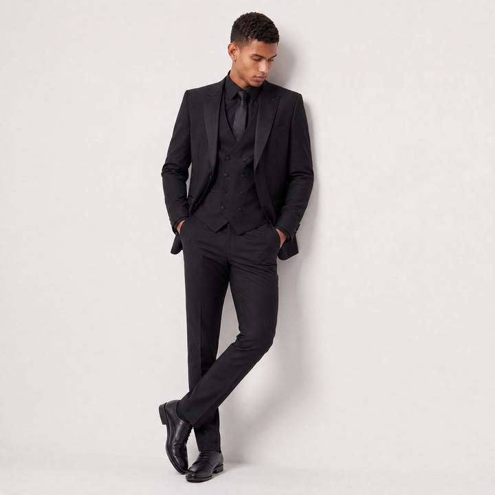 Men's Classic Wool Blend Slim Fit Double-Breasted Suit