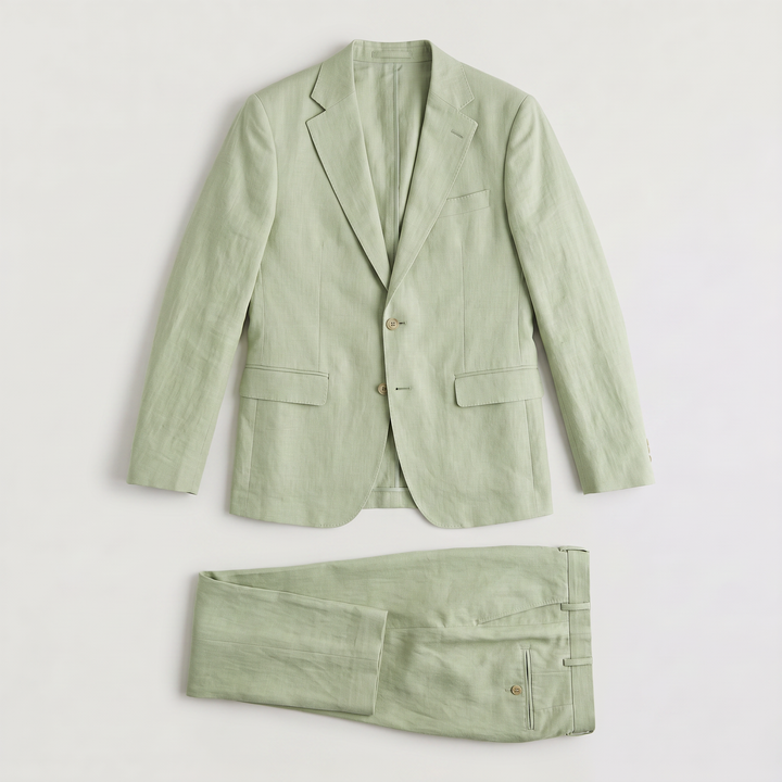 Men's Classic Linen Single-Breasted Two-Piece Suit