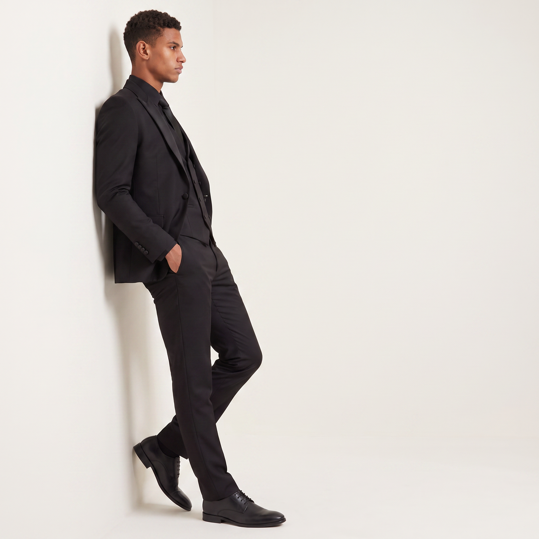 Men's Classic Wool Blend Slim Fit Double-Breasted Suit