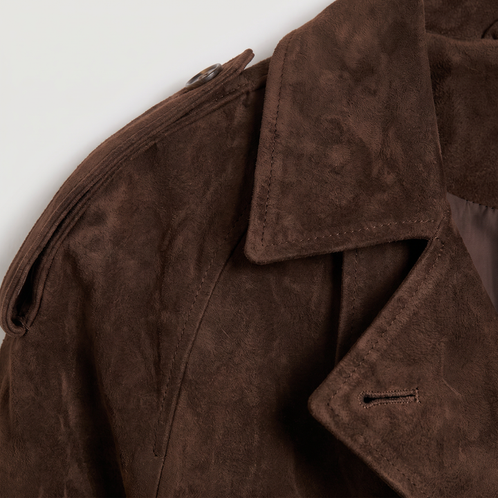 Women's Stylish Cropped Suede Trench Jacket