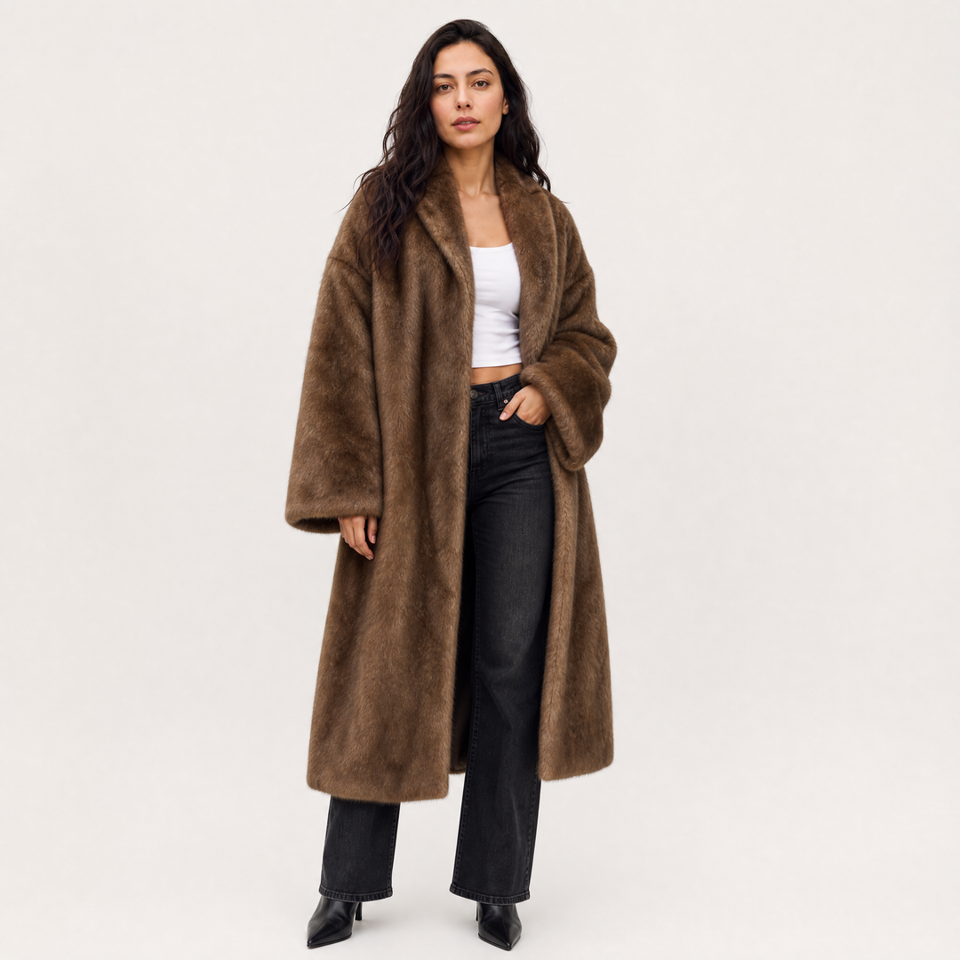 Women's Classic Faux Fur Long Overcoat