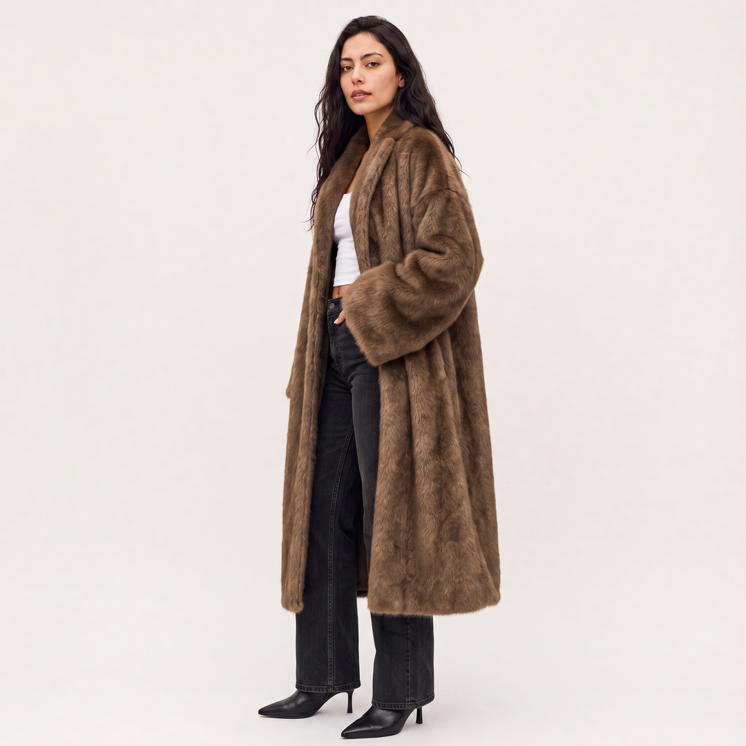 Women's Classic Faux Fur Long Overcoat