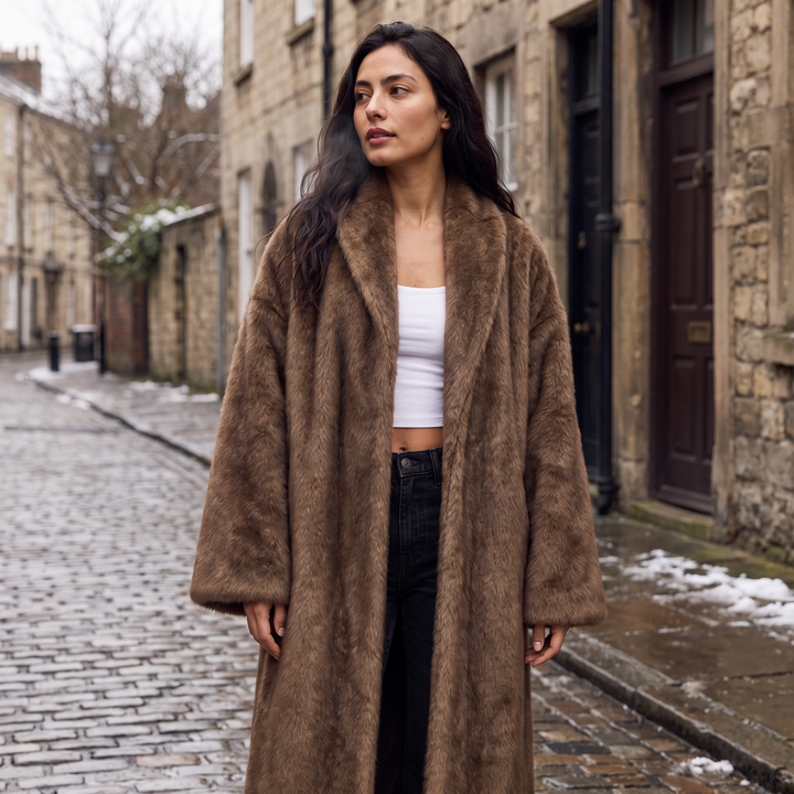 Women's Classic Faux Fur Long Overcoat
