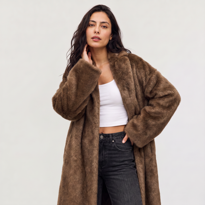 Women's Classic Faux Fur Long Overcoat