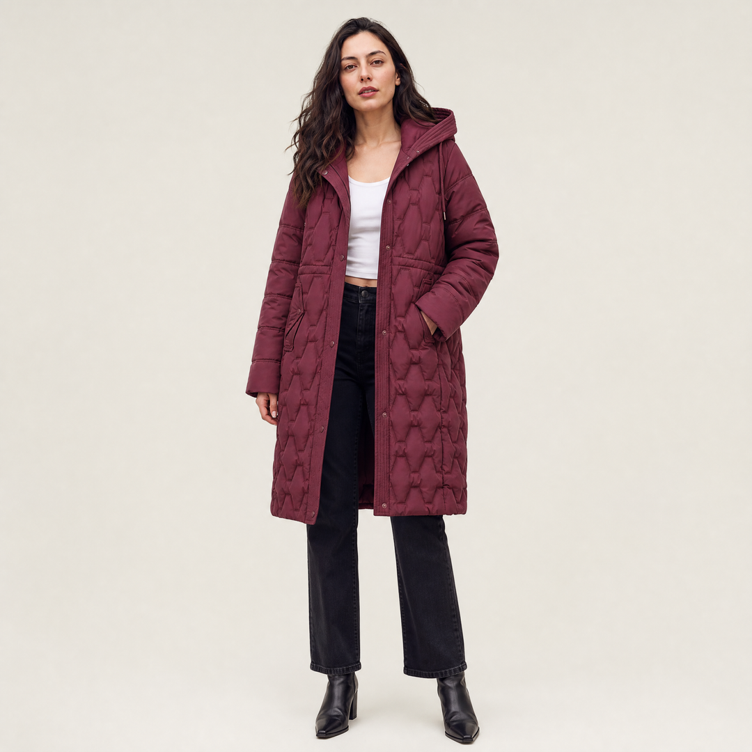 Women's Long Quilted Hooded Puffer Coat