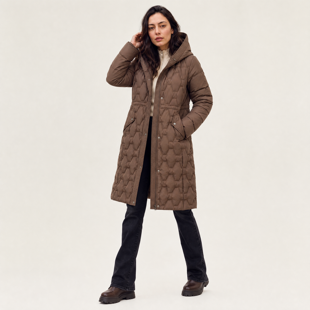 Women's Long Quilted Hooded Puffer Coat