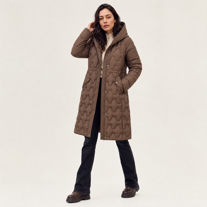 Women's Long Quilted Hooded Puffer Coat