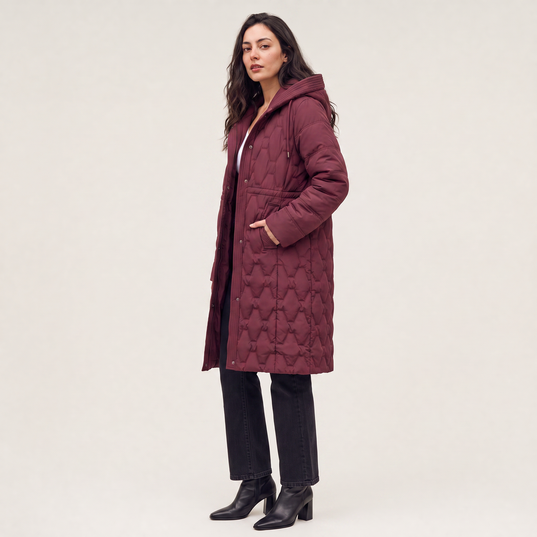 Women's Long Quilted Hooded Puffer Coat