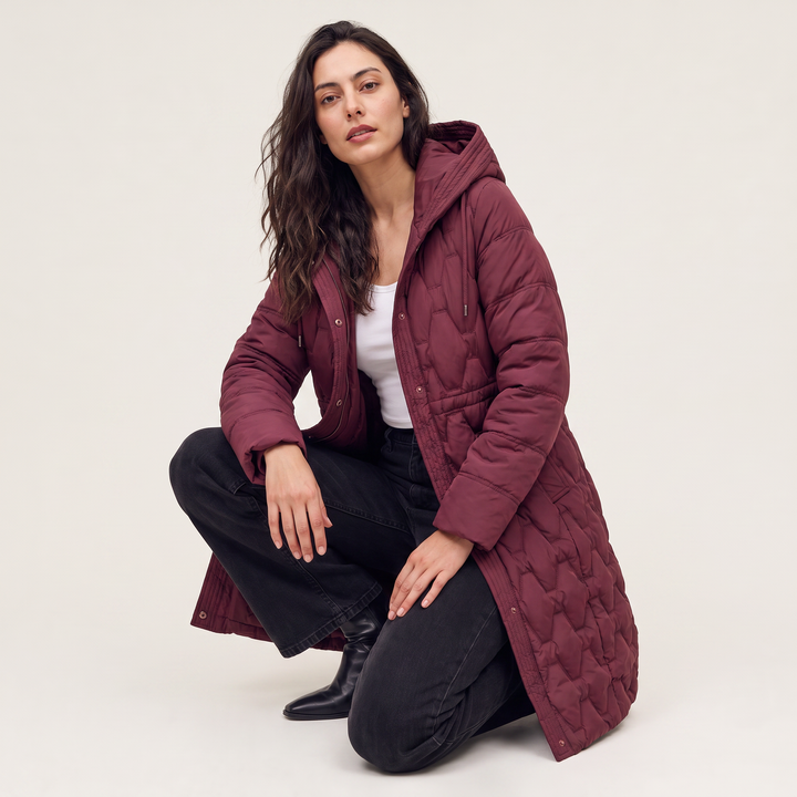 Women's Long Quilted Hooded Puffer Coat
