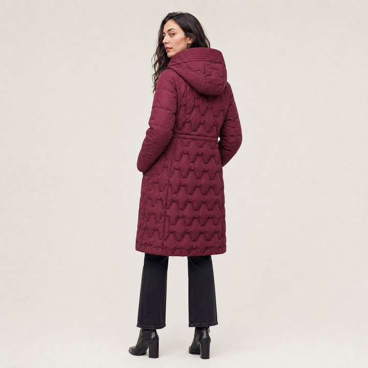 Women's Long Quilted Hooded Puffer Coat