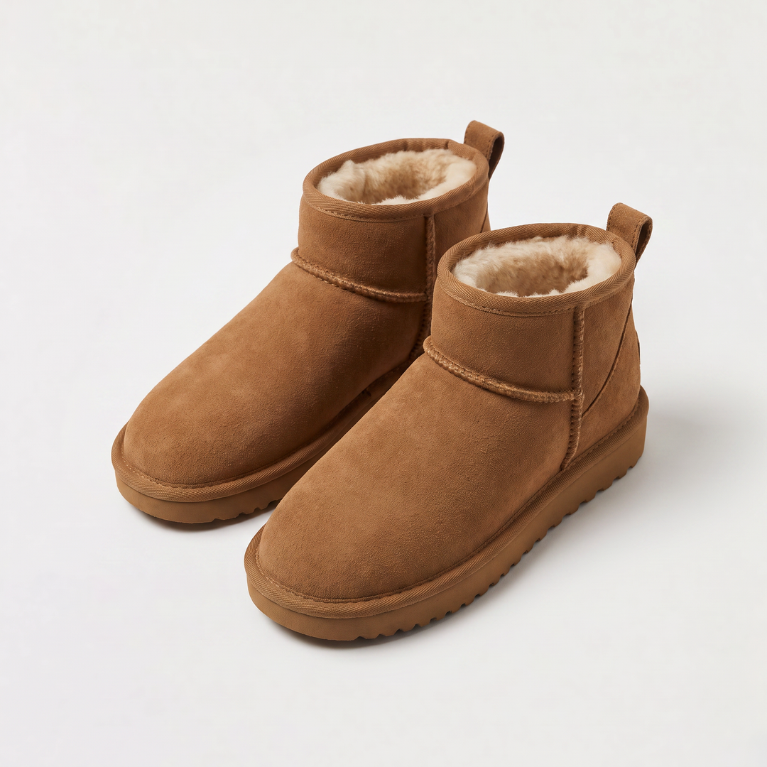 Women's Stylish Suede Ankle Boots with Shearling Lining