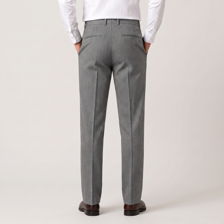 Men's Classic Herringbone High Waist Pleated Trousers