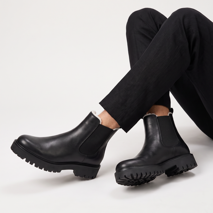 Men's Classic Leather Chunky Sole Chelsea Boots