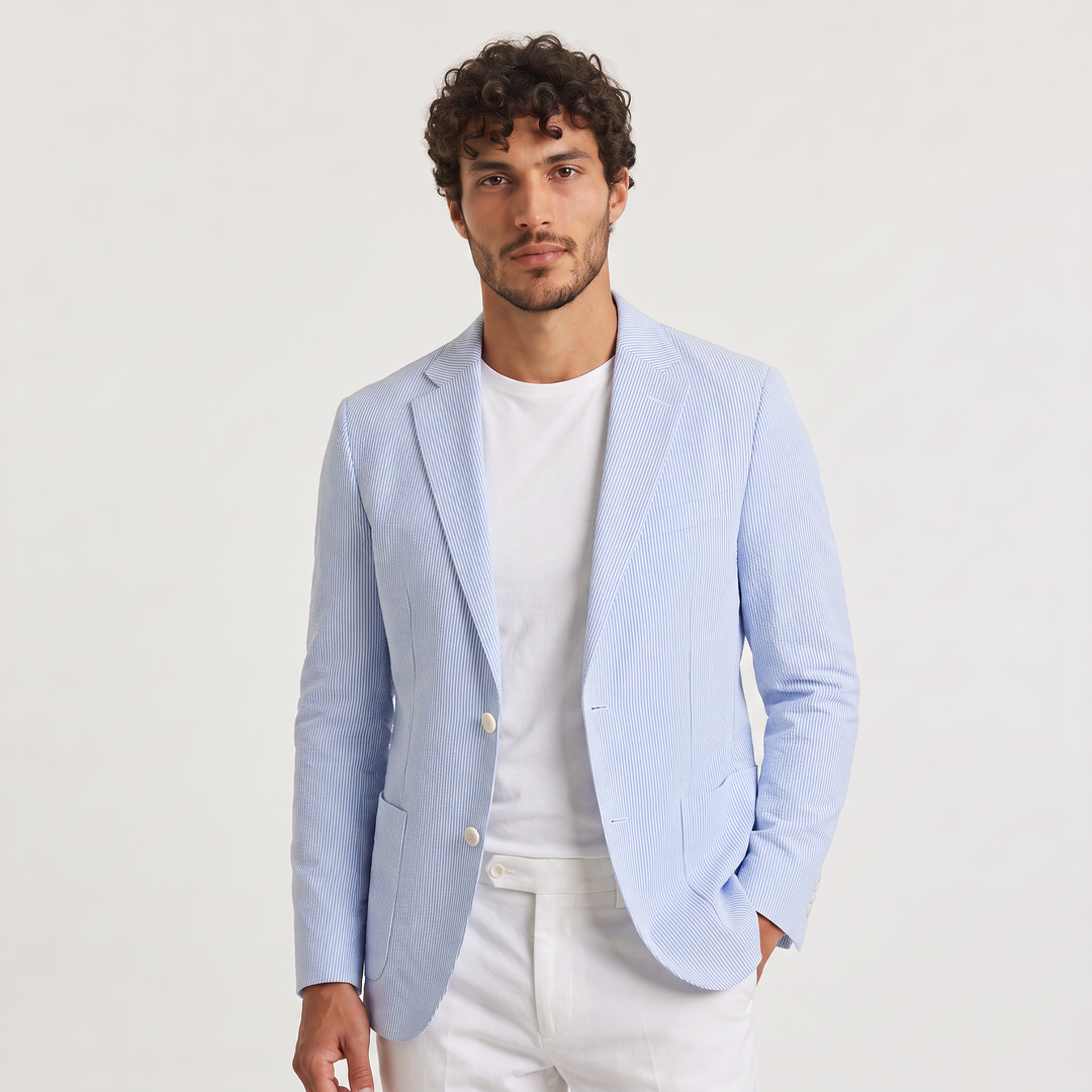 Men's Classic Striped Wool Tailored Blazer