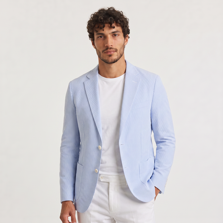 Men's Classic Striped Wool Tailored Blazer
