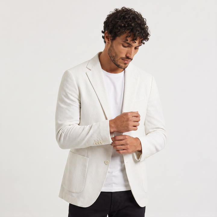 Men's Classic Striped Wool Tailored Blazer