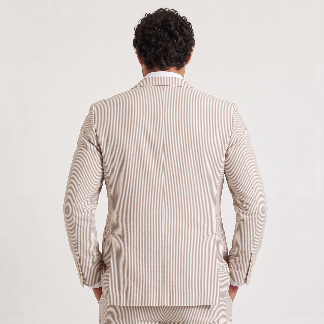 Men's Classic Striped Wool Tailored Blazer