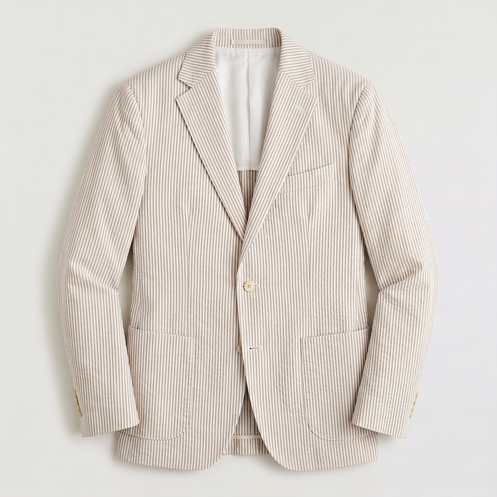 Men's Classic Striped Wool Tailored Blazer