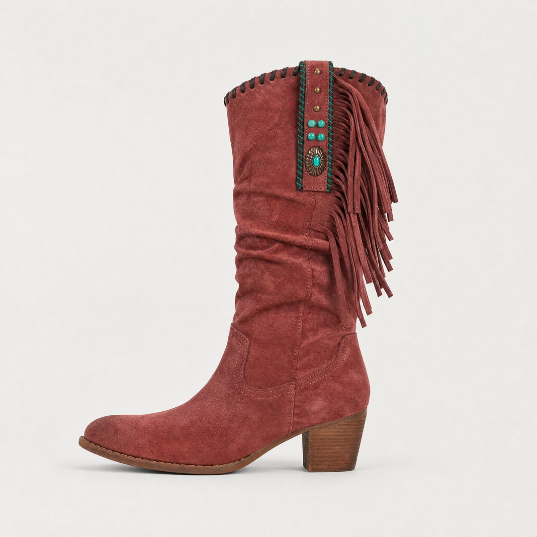 Women's Stylish Suede Fringe Western Boots