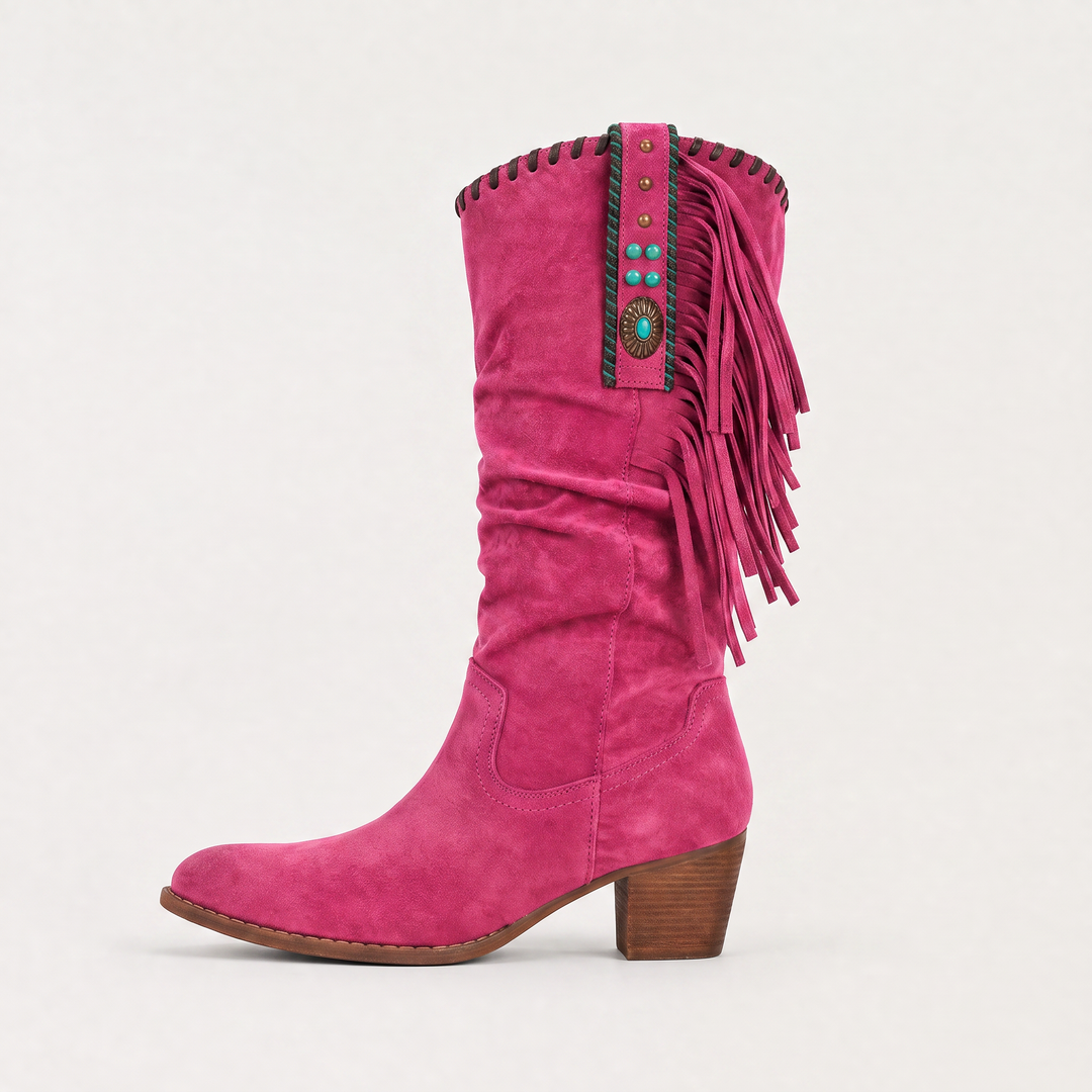 Women's Stylish Suede Fringe Western Boots