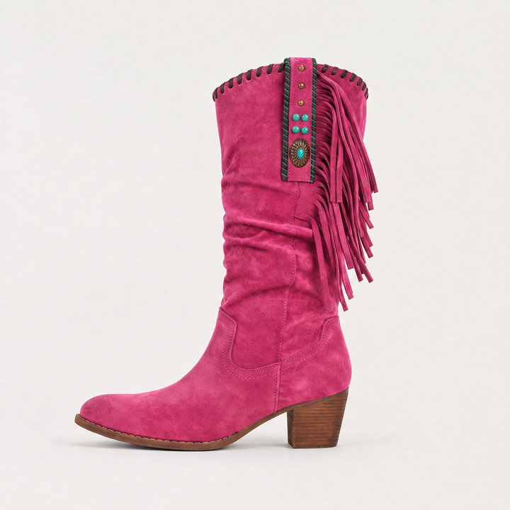Women's Stylish Suede Fringe Western Boots