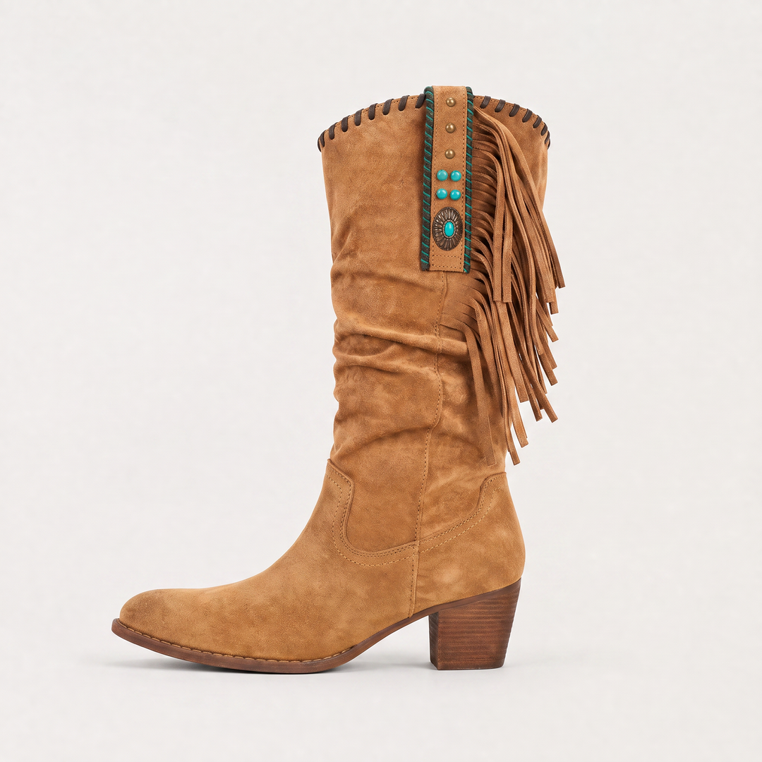 Women's Stylish Suede Fringe Western Boots