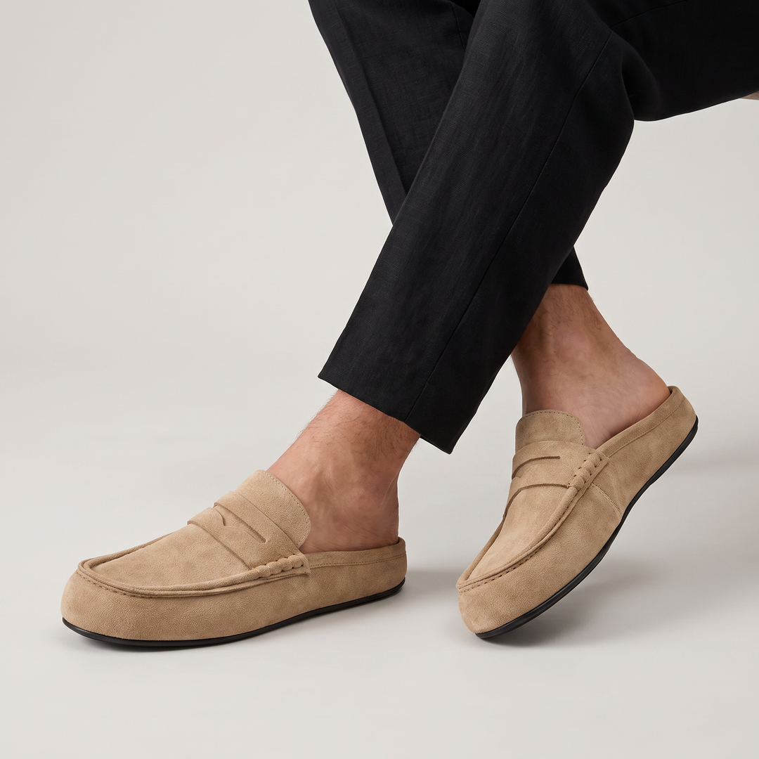 Men's Casual Suede-Look Backless Loafers