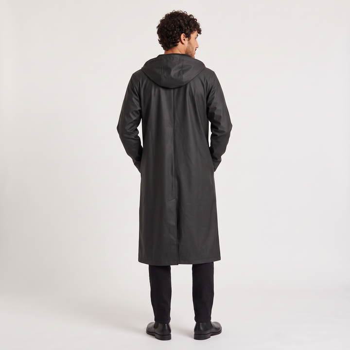 Men's Casual Waterproof Extra Long Hooded Raincoat