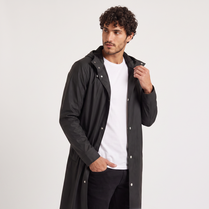 Men's Casual Waterproof Extra Long Hooded Raincoat