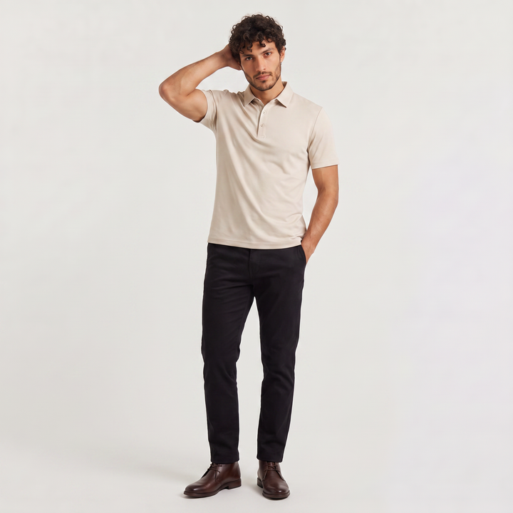 Men's Casual Cotton Short Sleeve Polo Shirt with Chest Pocket