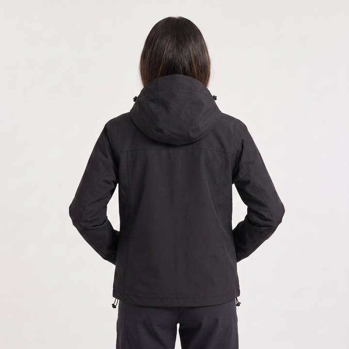 Women's Lightweight Short Hooded Rain Jacket in Black