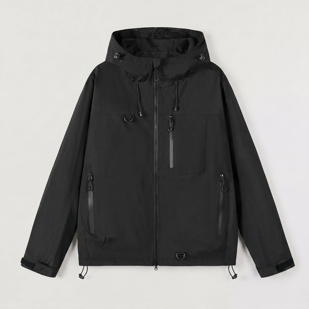 Women's Lightweight Short Hooded Rain Jacket in Black