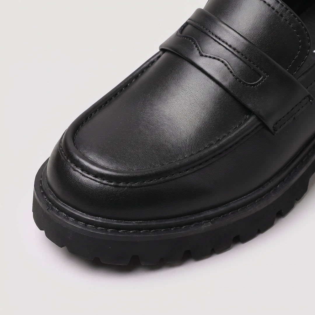 Men's Casual Leather Chunky Lug Sole Penny Loafers
