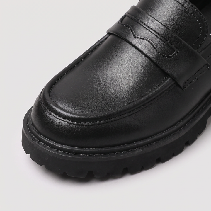 Men's Casual Leather Chunky Lug Sole Penny Loafers