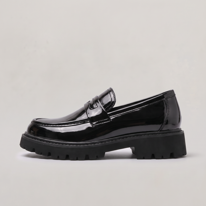 Men's Casual Leather Chunky Lug Sole Penny Loafers