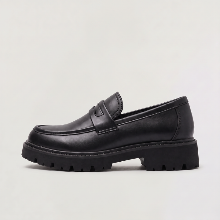 Men's Casual Leather Chunky Lug Sole Penny Loafers