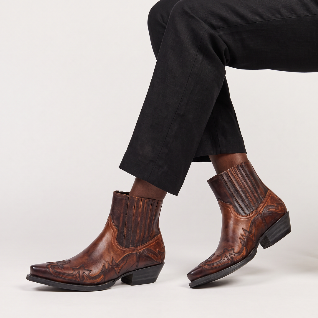 Men's Classic Leather Square Toe Western Boots