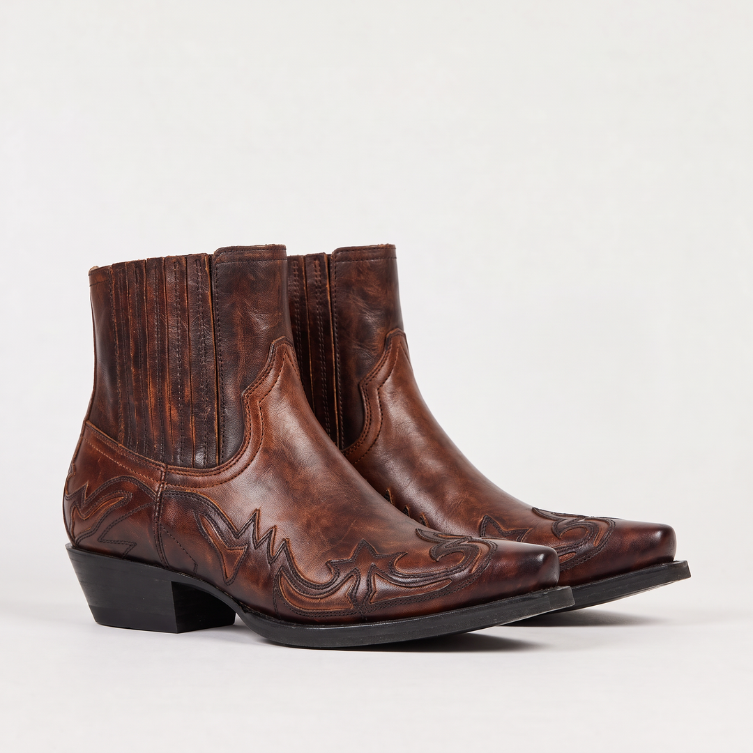 Men's Classic Leather Square Toe Western Boots