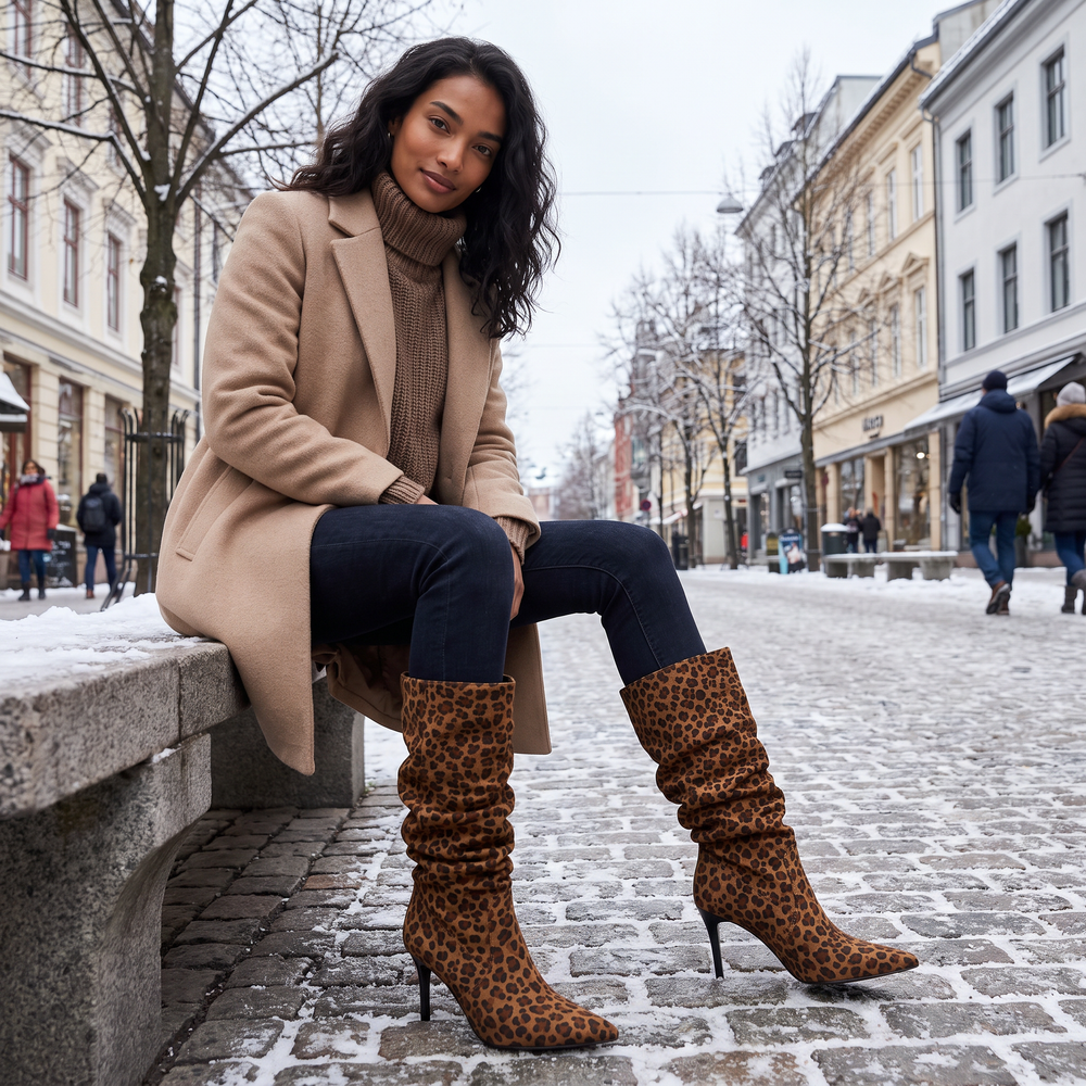 Women's Stylish Suede Slouch Knee High Boots