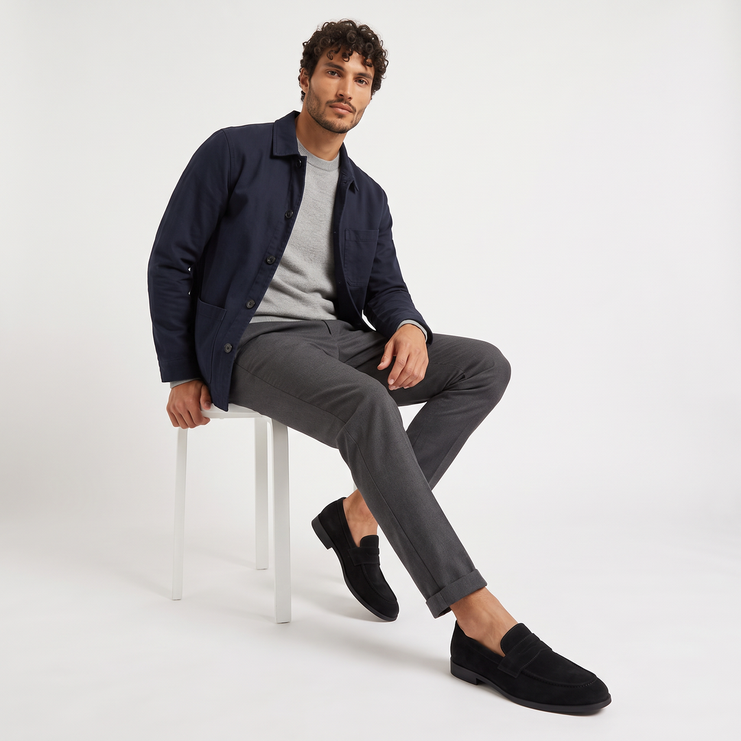 Men's Classic Suede-Look Penny Loafers