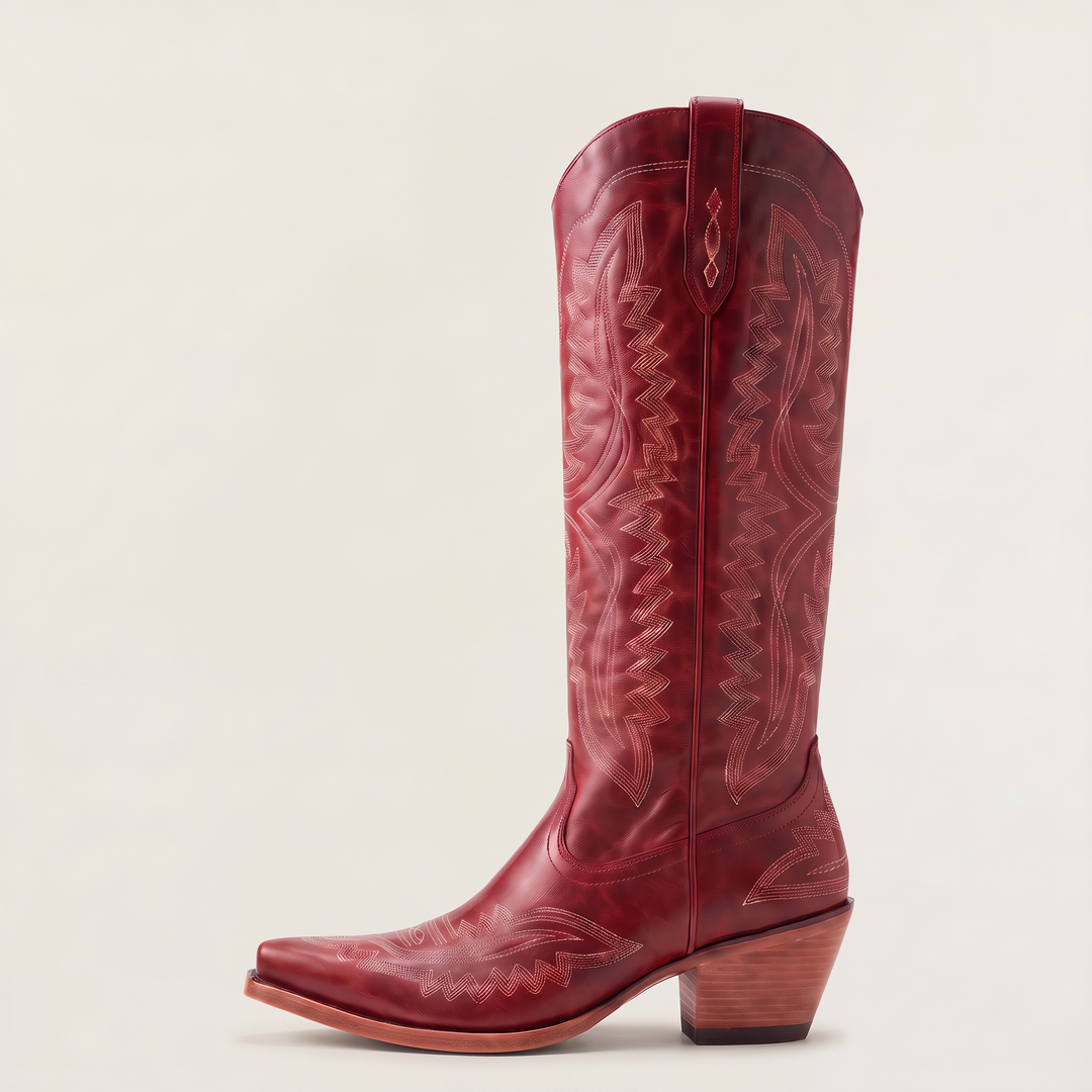 Women's Classic Leather Knee-High Cowboy Boots