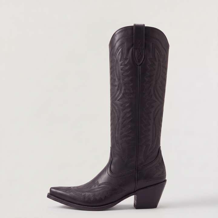 Women's Classic Leather Knee-High Cowboy Boots