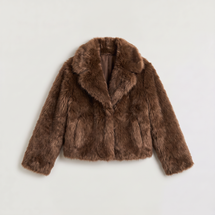 Women's Casual Faux-Fur Cropped Long Sleeve Jacket