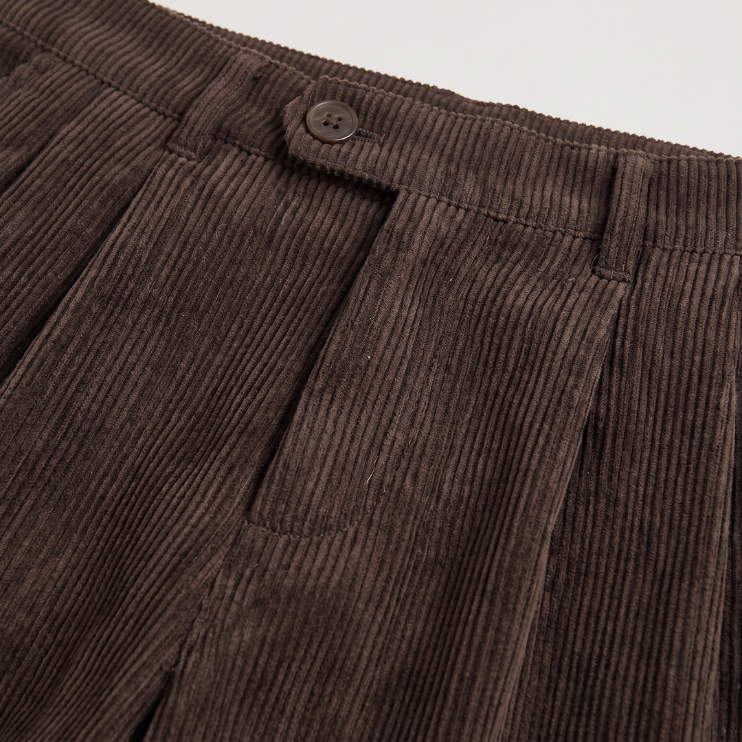 Men's Casual Corduroy Wide-Leg Pleated Trousers