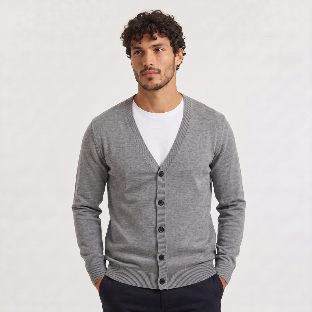 Men's Classic Knit V-Neck Button-Front Cardigan