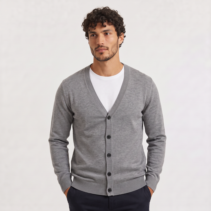 Men's Classic Knit V-Neck Button-Front Cardigan