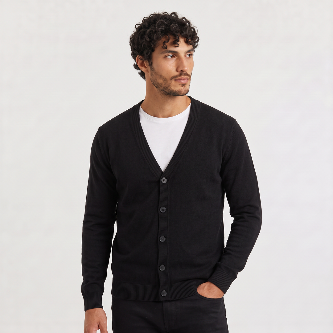 Men's Classic Knit V-Neck Button-Front Cardigan